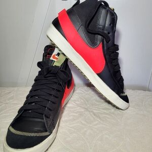 NIKE Blazer mid-cut sneakers for men size 13 Jumbo Black Sail Olive Aura RedLogo